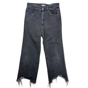 DL1961 Hepburn Wide Leg High‎ Rise Jeans Womens 29 Black Frayed Hem Denim Chic
